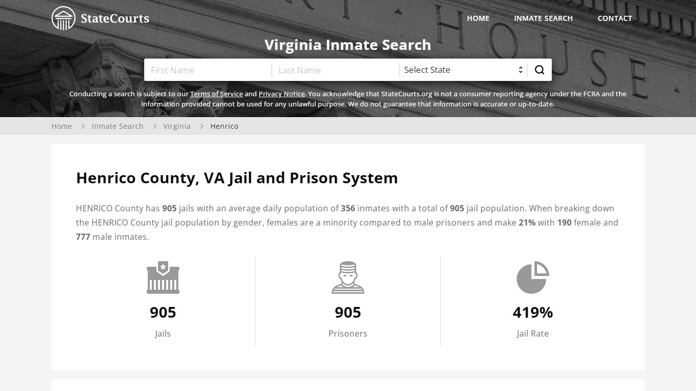 Henrico County, VA Inmate Search - StateCourts